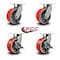 Service Caster 8'' Heavy Duty Red Poly on Cast Iron Wheel Swivel Caster Set with 2 Brakes, 4PK CRAN-SCC-KP92S830-PUR-RS-2-SLB-2 - alternate 4